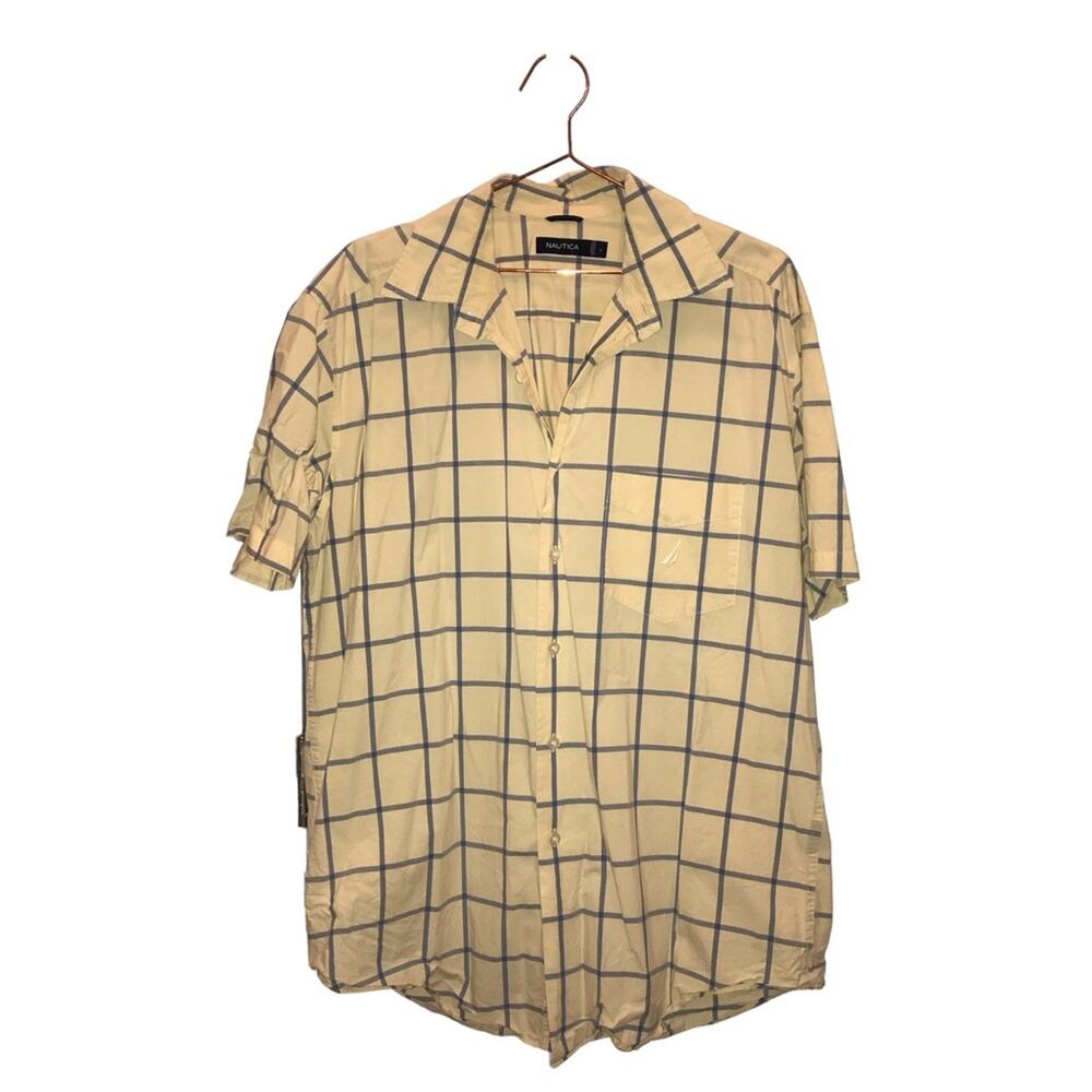 Nautica Men's Plaid Linen Short Sleeve Shirt - Large